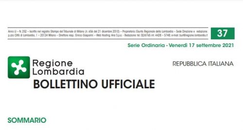 Regione Lombardia. Bollettino Ufficiale. Venerdì 17 Settembre 2021