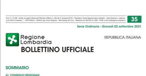Regione Lombardia. Bollettino Ufficiale. Giovedì 02 Settembre 2021
