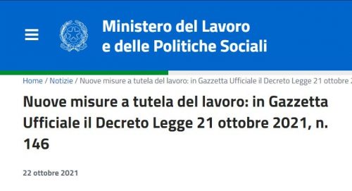 Ministero del Lavoro e delle Politiche Sociali. Nuove Misure