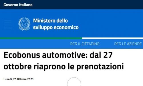Ecobonus automotive: dal 27 ottobre riaprono le prenotazioni