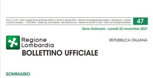Regione Lombardia. Bollettino Ufficiale. Lunedì 22 Novembre 2021