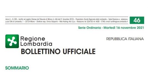 Regione Lombardia. Bollettino Ufficiale. Martedì 16 Novembre 2021