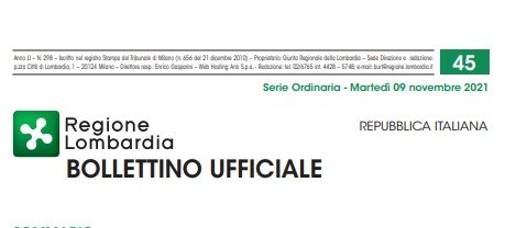Regione Lombardia. Bollettino Ufficiale. Martedì 09 Novembre 2021