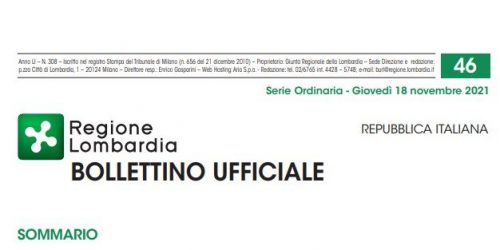 Regione Lombardia. Bollettino Ufficiale. Giovedì 18 Novembre 2021
