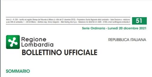 Regione Lombardia. Bollettino Ufficiale. Lunedì 20 Dicembre 2021
