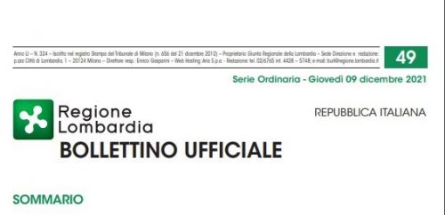 Regione Lombardia. Bollettino Ufficiale. Giovedì 09 Dicembre 2021