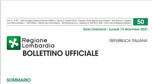 Regione Lombardia. Bollettino Ufficiale. Lunedì 13 Dicembre 2021