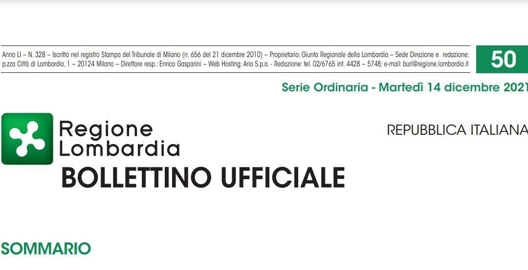Regione Lombardia. Bollettino Ufficiale. Martedì 14 Dicembre 2021