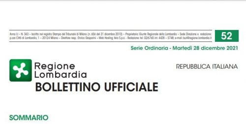 Regione Lombardia. Bollettino Ufficiale.  Martedì 28 Dicembre 2021
