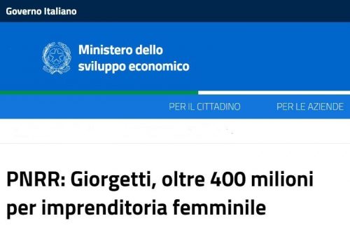 PNRR: Giorgetti, oltre 400 milioni per imprenditoria femminile
