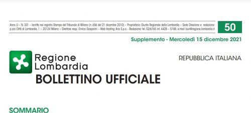 Regione Lombardia. Bollettino Ufficiale. Supplemento Mercoledì 15 Dicembre 2021.