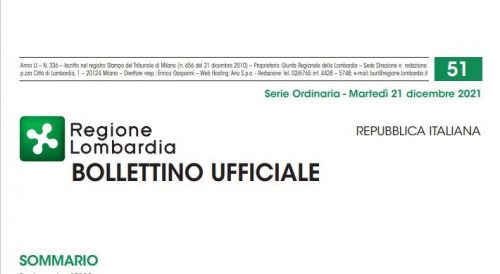 Regione Lombardia. Bollettino Ufficiale. Martedì 21 Dicembre 2021