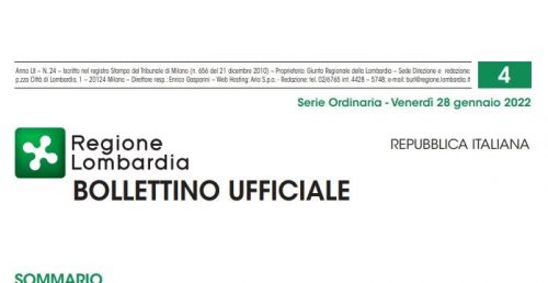 Regione Lombardia. Bollettino Ufficiale. Venerdì 28 Gennaio 2022.