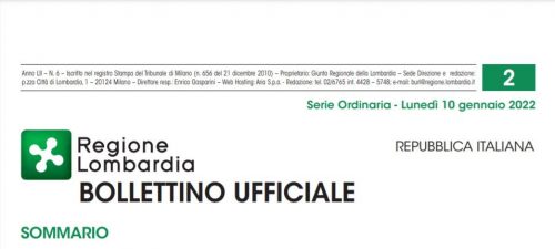 Regione Lombardia. Bollettino Ufficiale. Lunedì 10 Gennaio 2022.