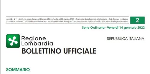 Regione Lombardia. Bollettino Ufficiale. Venerdì 14 Gennaio 2022.