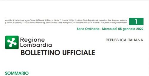 Regione Lombardia. Bollettino Ufficiale. Mercoledì 05 Gennaio 2022.