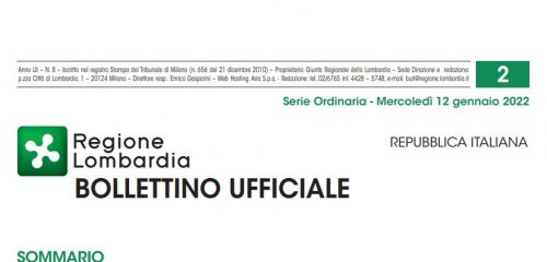 Regione Lombardia. Bollettino Ufficiale. Mercoledì 12 Gennaio 2022.