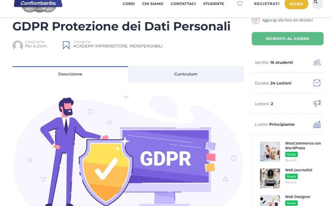Conflombardia Academy Imprenditore: GDPR Protezione dei Dati Personali