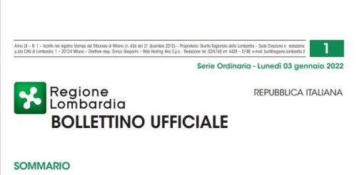 Regione Lombardia. Bollettino Ufficiale. Lunedì 03 Gennaio 2022.