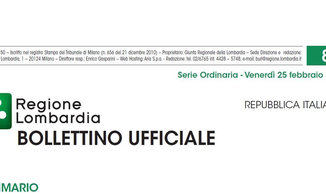Regione Lombardia. Bollettino Ufficiale. Venerdì 25 Febbraio 2022.