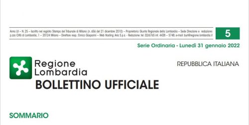Regione Lombardia. Bollettino Ufficiale. Lunedì 31 Gennaio 2022.