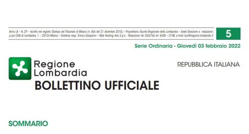 Regione Lombardia. Bollettino Ufficiale. Giovedì 03 Febbraio 2022.