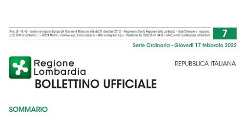 Regione Lombardia. Bollettino Ufficiale. Giovedì 17 Febbraio 2022.