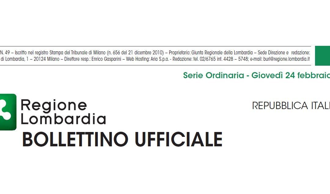 Regione Lombardia. Bollettino Ufficiale. Giovedì 24 Febbraio 2022.