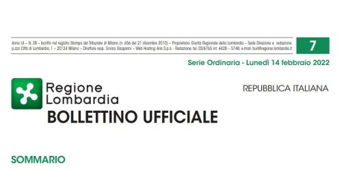 Regione Lombardia. Bollettino Ufficiale. Lunedì 14 Febbraio 2022.