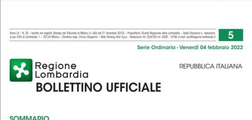 Regione Lombardia. Bollettino Ufficiale. Venerdì 04 Febbraio 2022.