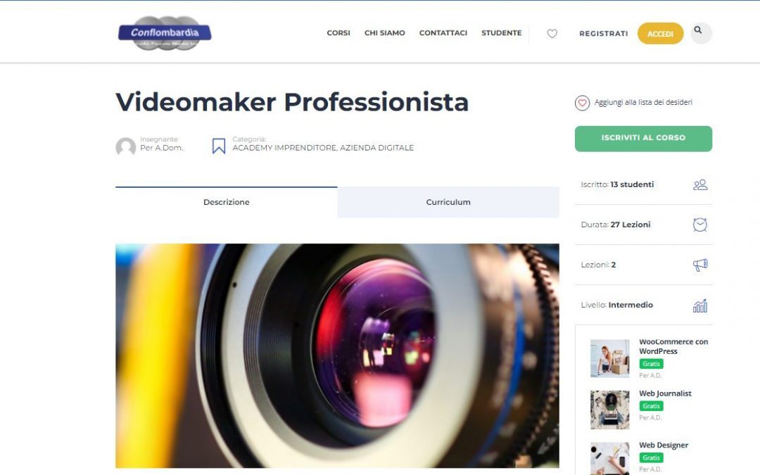 Conflombardia Academy Imprenditore: Videomaker Professionista