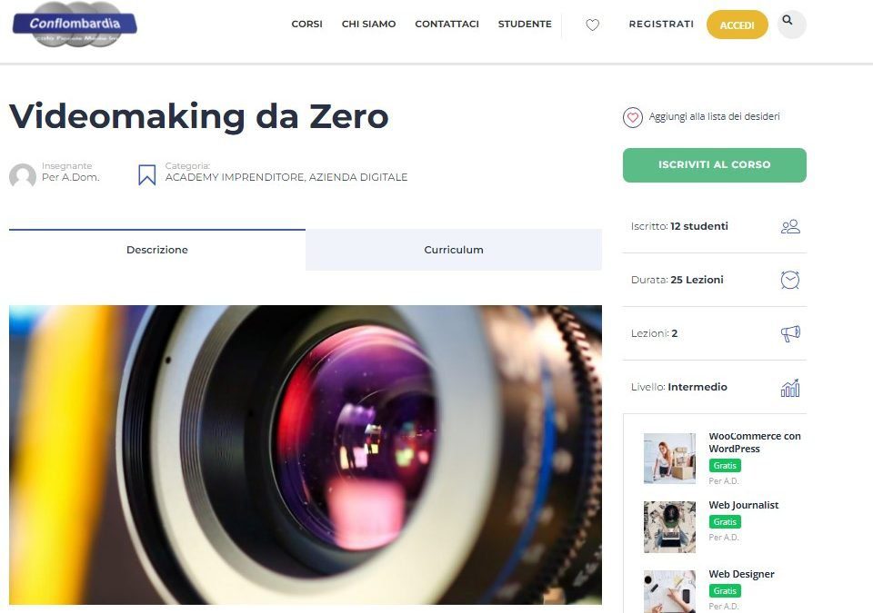 Conflombardia Academy Imprenditore: Videomaking da Zero