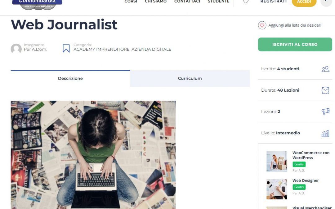 Conflombardia Academy Imprenditore: Web Journalist
