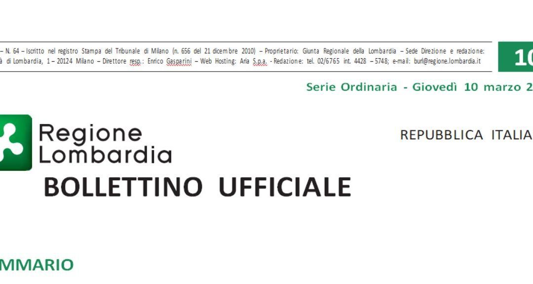 Regione Lombardia. Bollettino Ufficiale. Giovedì 10 Marzo 2022.