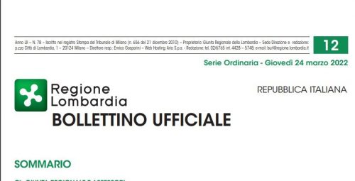 Regione Lombardia. Bollettino Ufficiale. Mercoledì 23 Marzo 2022.