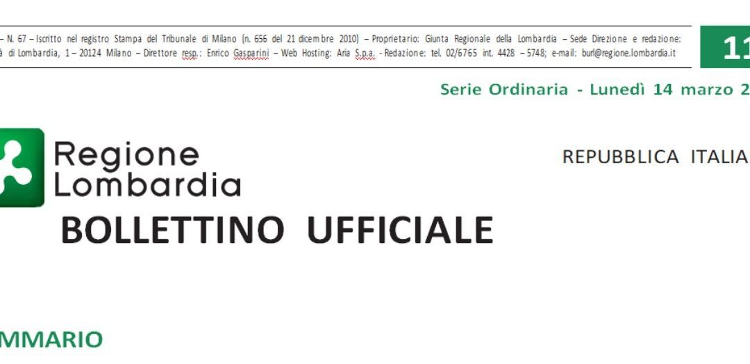 Regione Lombardia. Bollettino Ufficiale. Lunedì 14 Marzo 2022.