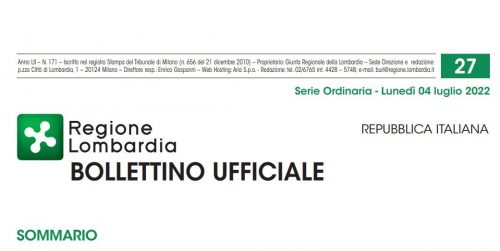 Regione Lombardia. Bollettino Ufficiale. Lunedì 04 Luglio 2022.