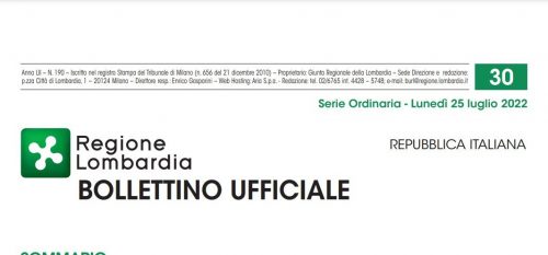Regione Lombardia. Bollettino Ufficiale. Lunedì 25 Luglio 2022.