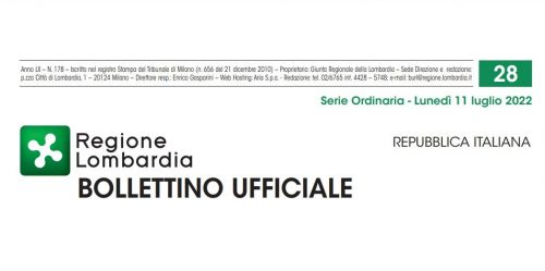 Regione Lombardia. Bollettino Ufficiale. Lunedì 11 Luglio 2022.