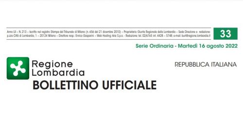 Regione Lombardia. Bollettino Ufficiale. Martedì 16 Agosto 2022.