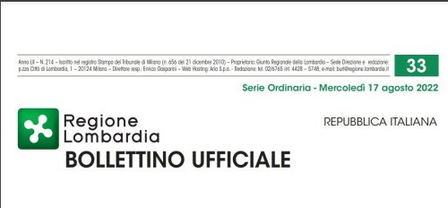 Regione Lombardia. Bollettino Ufficiale. Mercoledì 17 Agosto 2022.