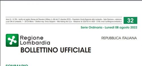 Regione Lombardia. Bollettino Ufficiale. Lunedì 08 Agosto 2022.