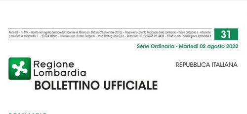 Regione Lombardia. Bollettino Ufficiale. Martedì 02 Agosto 2022.