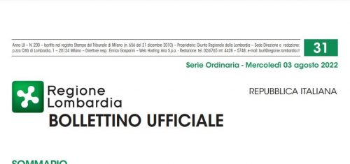 Regione Lombardia. Bollettino Ufficiale. Mercoledì 03 Agosto 2022.