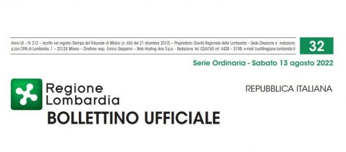 Regione Lombardia. Bollettino Ufficiale. Venerdì 12 Agosto 2022.