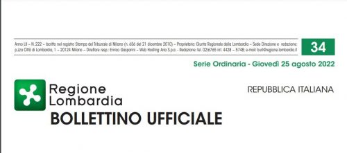 Regione Lombardia. Bollettino Ufficiale. Giovedì 25 Agosto 2022.