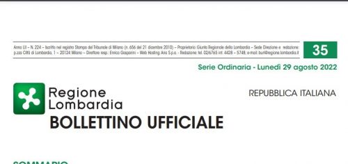 Regione Lombardia. Bollettino Ufficiale. Lunedì 29 Agosto 2022.
