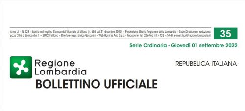 Bollettino Ufficiale di Regione Lombardia di Giovedì 01 Settembre 2022.