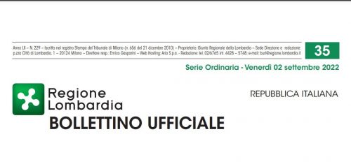 Bollettino Ufficiale di Regione Lombardia di Venerdì 02 Settembre 2022.