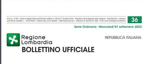 Bollettino Ufficiale di Regione Lombardia di Mercoledì 07 Settembre 2022.